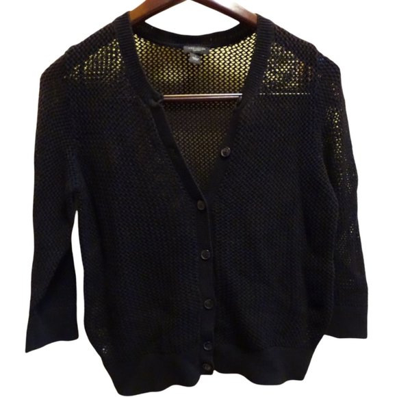 Ann Taylor Sweaters - Ann Taylor Black Cardigan sweater. Sz L- 3/4 sleeve See through/mesh/loose knit